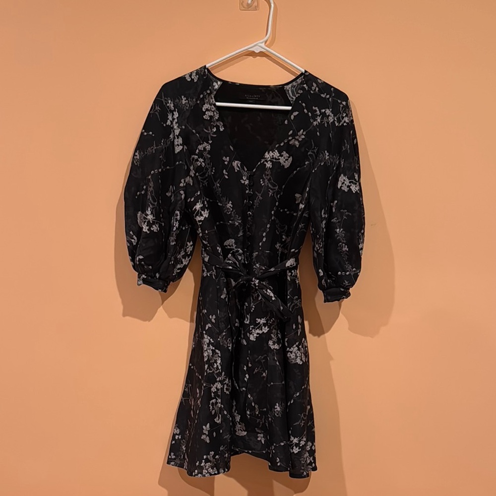 All Saints Floral Black Dress